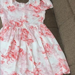 White see through dress with pink flowers on